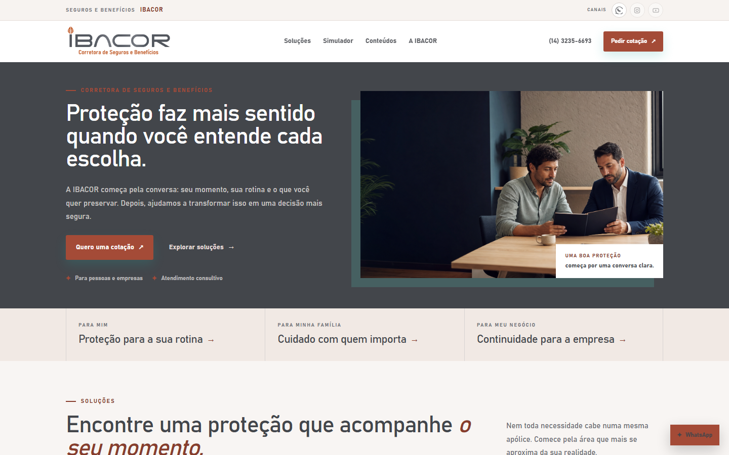 Página inicial do site Ibacor em computador